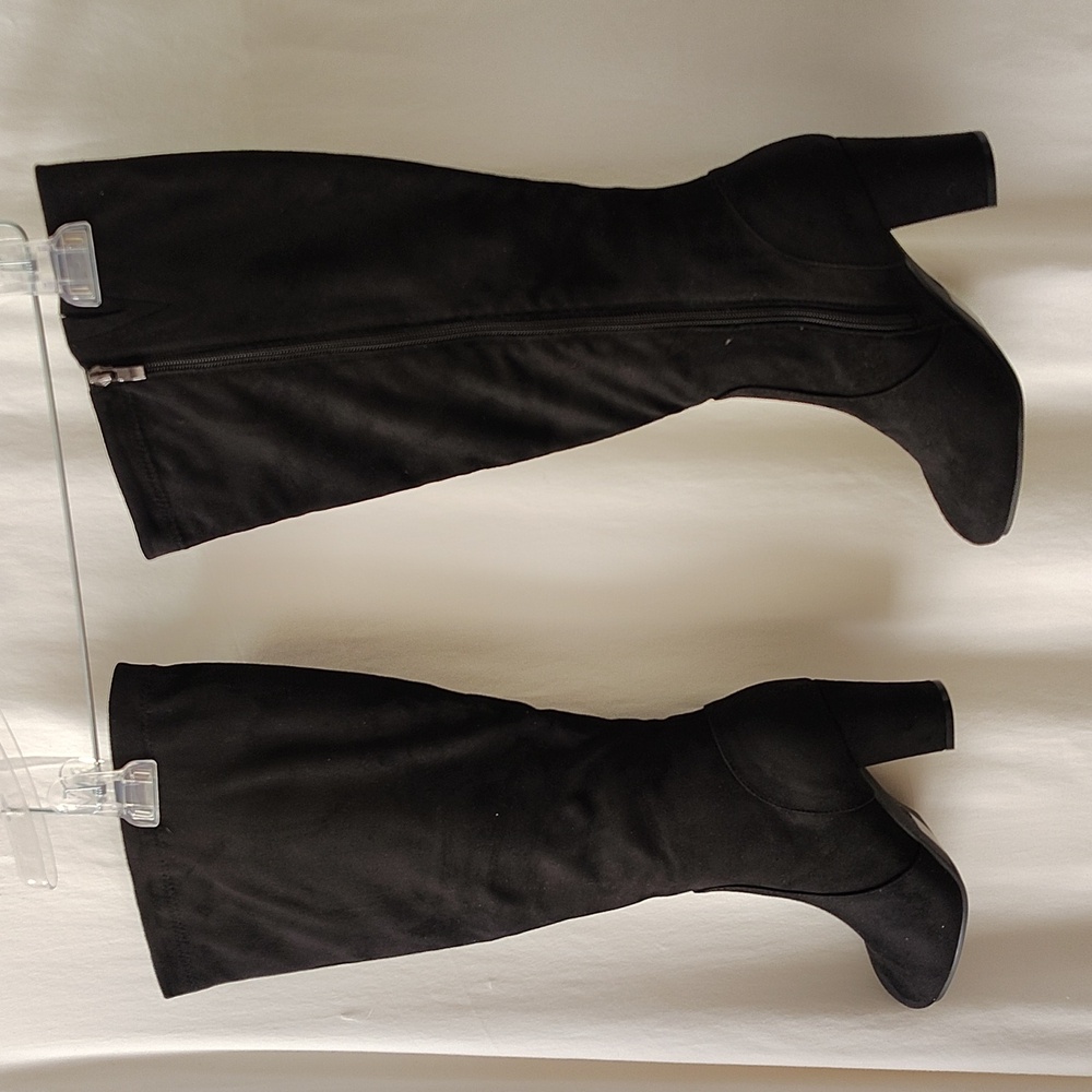 Black Suede Knee High Boots